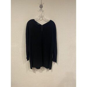 Lafayette 148 New York Blouse Womens Medium Black 1/2 Zip Tunic Top Long Sleeve